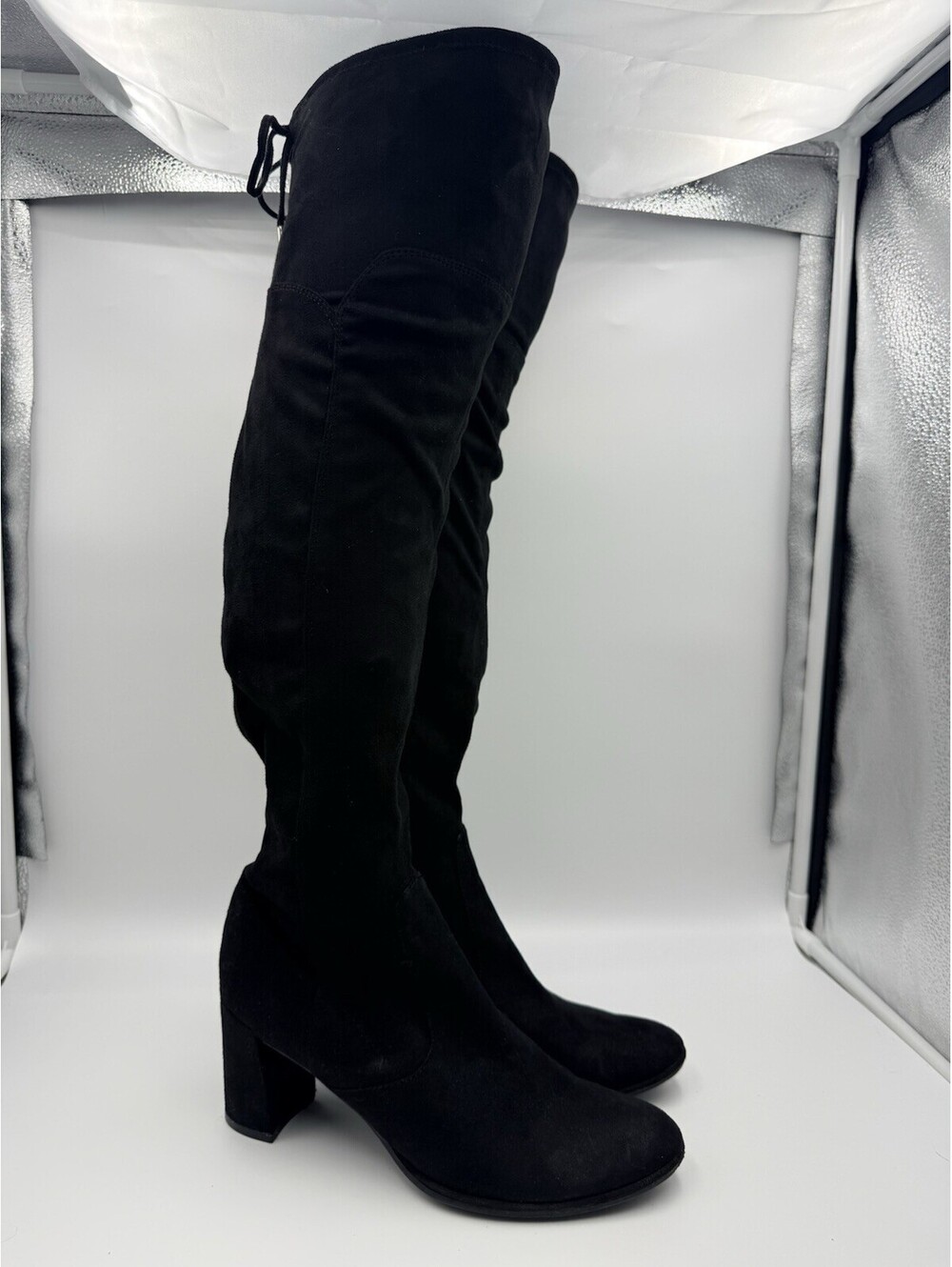 Marc Fisher Black Over-the-Knee Suede Black Boots with Thick Heel Size 8.5 M